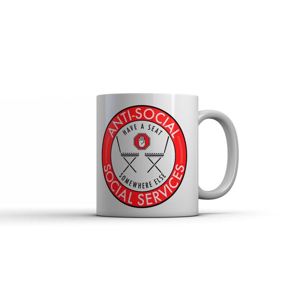 Anti Social Social Services Mug Funny Sarcastic Introvert Coffee Cup
